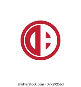 DB initial letters circle business logo red