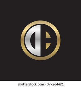DB initial letters circle elegant logo golden silver black background