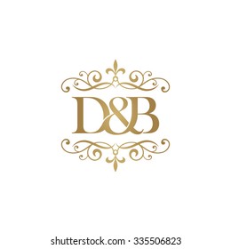 D&B Initial logo. Ornament ampersand monogram golden logo