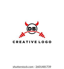 DB initial monogram for fitnes or gym logo with devil style design