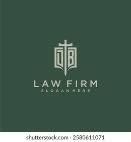 DB initial monogram for law firm with sword and shield logo image