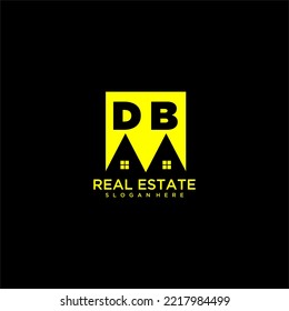 DB initial monogram logo real estate in square style design