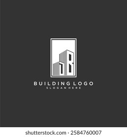 DB initial monogram real estate logo with building creative square style design