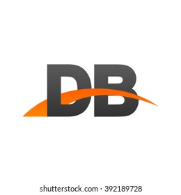 DB initial overlapping swoosh letter logo black orange