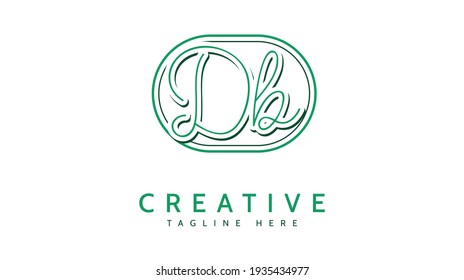 DB Initials, handwriting logo vector
