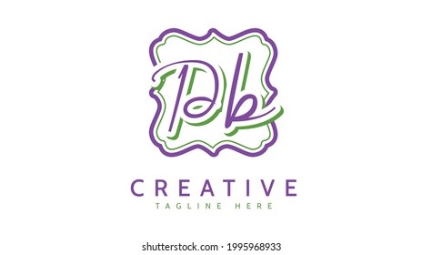 DB Initials, handwriting logo vector