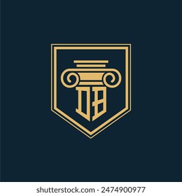 Logotipo de la firma de abogados DB Initials Law Firm con elemento de derecho creativo