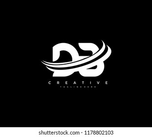 DB Letter Creative Modern Monogram Three White Swoosh Design Logo