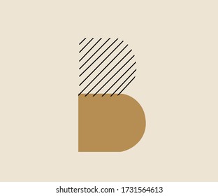 DB letter design vector with black lines and brown color.