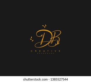 DB letter linked calligraphic monogram emblem style vector logo