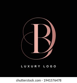 DB letter linked calligraphic monogram emblem style vector logo