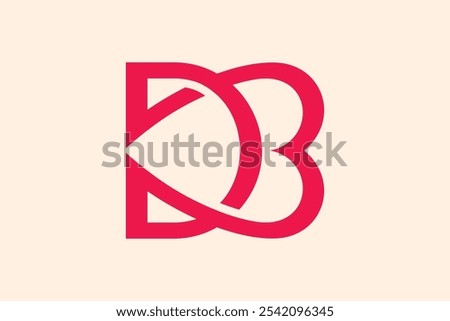 DB letter logo design, initial, monogram, icon, symbol. Shaped like a heart, representing love, femininity, high desire and caring. Suitable for dating apps, bakery shops, baby care products etc

