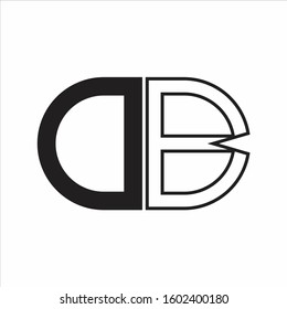 DB Letter logo monogram with oval shape negative space design template white background