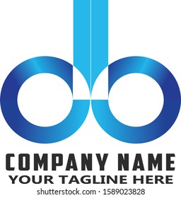 db letter, modern linked circle round lowercase logo blue gradient 