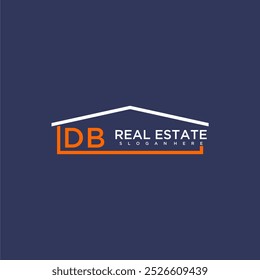 Logotipo de forma de techo de letra DB para bienes raíces con diseño de icono de casa