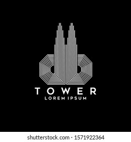 DB letter with tower logo inspiration. Real estate tech concept vector illustration