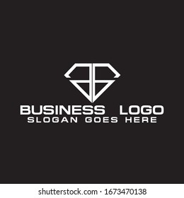 DB logo design with diamond shape on black colors and white background