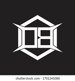 DB Logo monogram with hexagon and four taper shape design template