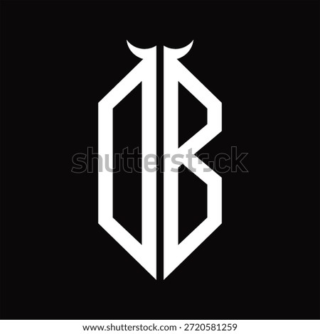DB Logo monogram with horn shape isolated black and white design template on black background
