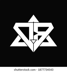 Monograma del logotipo DB aislado con plantilla de diseño de forma triangular en fondo negro