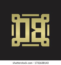 DB Logo monogram with piece line art design template