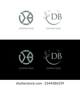 Diseño de conjunto de logotipos clásico y minimalista de DB. VECTOR de forma de círculo monograma DB. DB diseño único.
