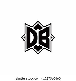 DB monogram logo with square rotate style outline design template