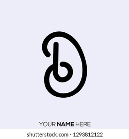 DB monogram logo.Lettering icon in clean, calligraphic style.Letter d and letter b.Initials typographic sign isolated on light background.