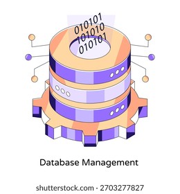 Bastidor de bases de datos con engranaje, ilustración de gestión de bases de datos