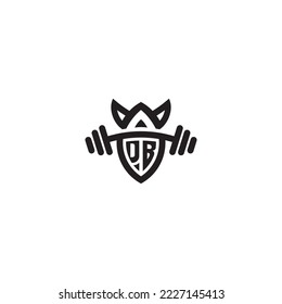 DB simple line fitness gym concept in high quality professional design that will print well across any print media