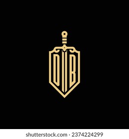 DB vintage shield and sword initial logo in high quality professional design that will print well across any print media