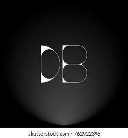 DB White thin minimalist LOGO Design with Highlight on Black Background.