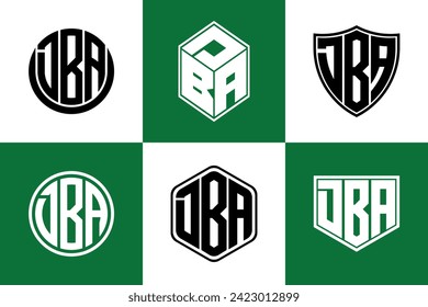 DBA initial letter geometric shape icon logo design vector. monogram, lettermark, circle, polygon, shield, symbol, emblem, elegant, abstract, wordmark, sign, art, typography, icon, geometric, shape