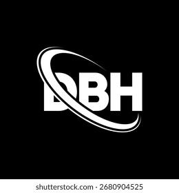 Logotipo de DBH. Letra DBH. Diseño del logotipo de la letra de DBH. Iniciales Logotipo de DBH enlazado con el círculo y el logotipo del monograma en mayúsculas. Tipografía DBH para tecnología, negocio y marca inmobiliaria.