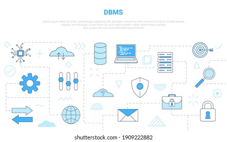 dbms database management system concept with icon set template banner with modern blue color style
