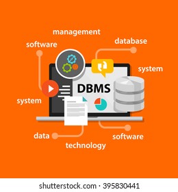 dbms database management system concept computer data symbol vector illustration concept