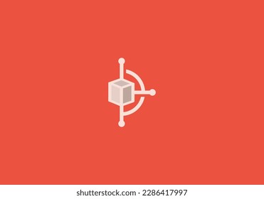 Logo de la caja D. ilustración, vector sobre fondo naranja