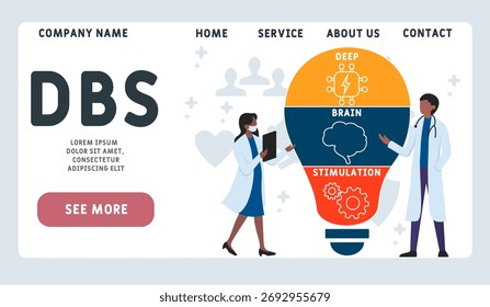 DBS - Deep Brain Stimulation acronym. medical concept background. vector illustration concept with keywords and icons. lettering illustration with icons for web banner, flyer, landing