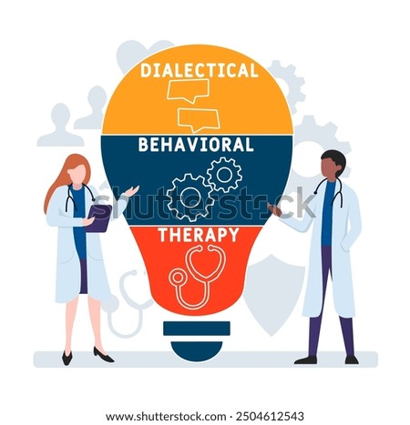 DBT - Dialectical Behavioral Therapy acronym. business concept background. vector illustration concept with keywords and icons. lettering illustration with icons for web banner, flyer, landing pag
