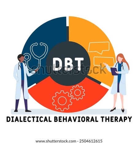 DBT - Dialectical Behavioral Therapy acronym. business concept background. vector illustration concept with keywords and icons. lettering illustration with icons for web banner, flyer, landing pag