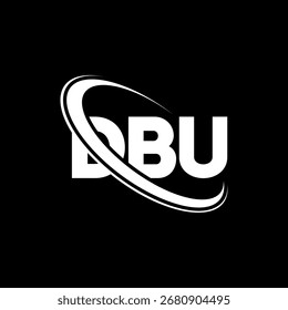 Logotipo de DBU. Carta DBU. Diseño del logotipo de la letra DBU. Iniciales Logotipo de DBU vinculado con el círculo y el logotipo del monograma en mayúsculas. Tipografía DBU para tecnología, negocio y marca inmobiliaria.