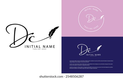 DC C D initial signature logo template vector