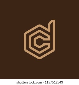DC CD D letter logo in line art style vector