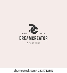 DC CD monogram logo vintage retro hipster vector icon