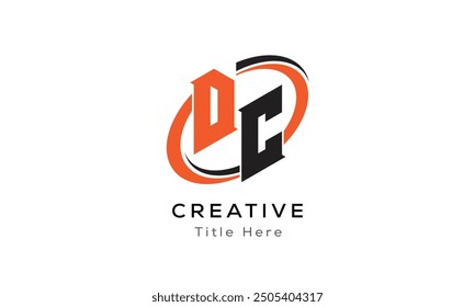 DC creative letter logo with circle area. Initial letter DC linked circle uppercase monogram logo. DC initial letter logo vector design.