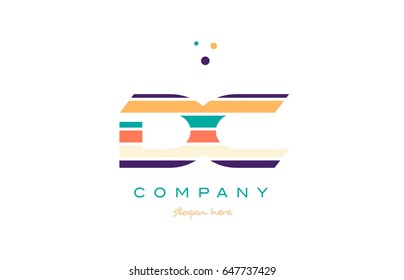 dc d c alphabet letter logo colors colorful line stripe font creative text dots company vector icon design template