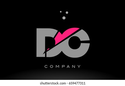 dc d c alphabet letter logo pink grey black creative company vector icon design template