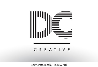 DC D C Black and White Letter Logo Design with Vertical and Horizontal Lines.