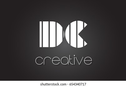 DC D C Creative Letter Logo Design With White and Black Lines.