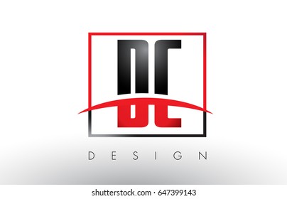 DC D C Logo Letters with Red and Black Colors and Swoosh. Creative Letter Design Vector.